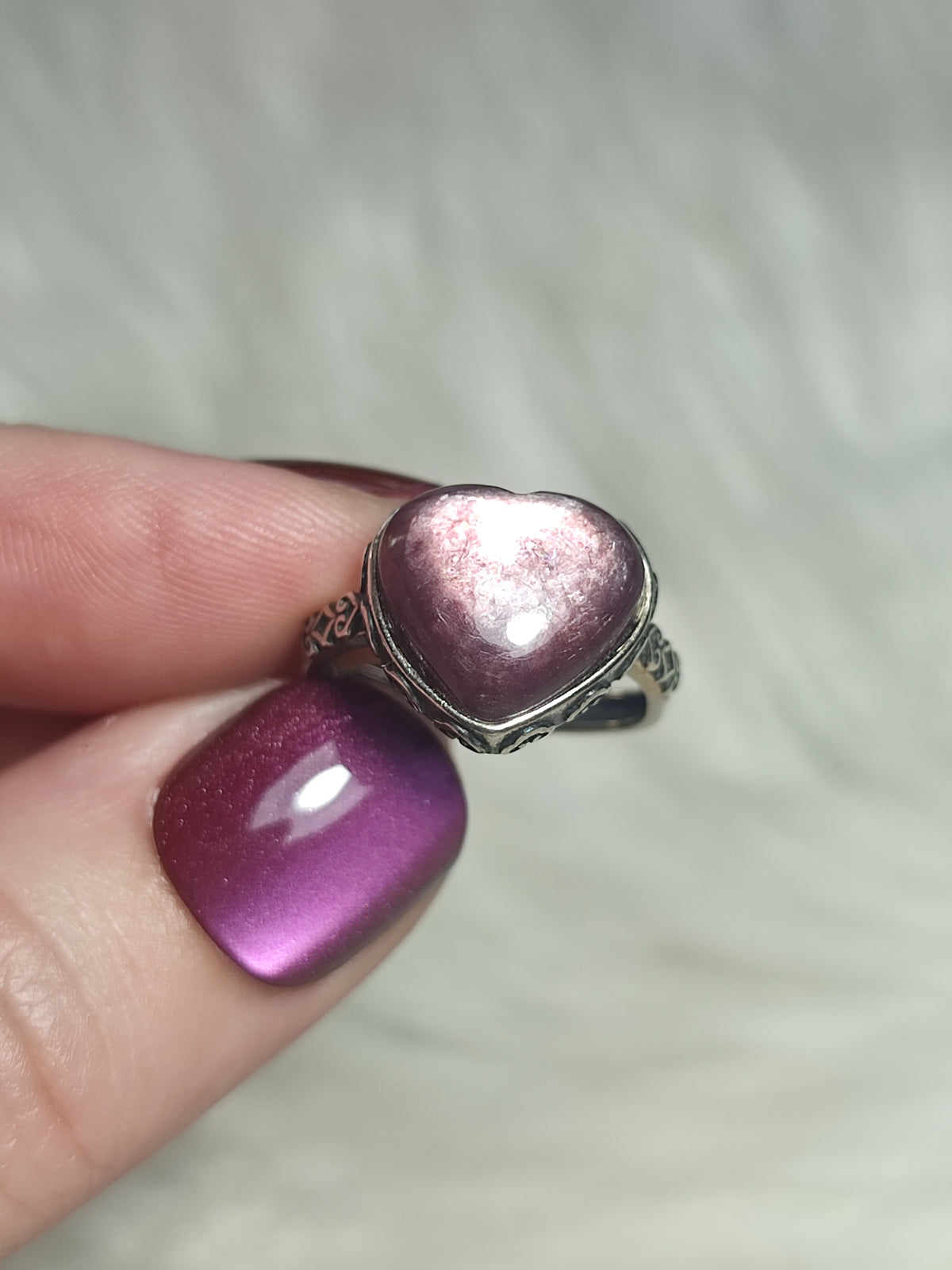 Anillo plata 925 con mica morada - ajustable n° 1