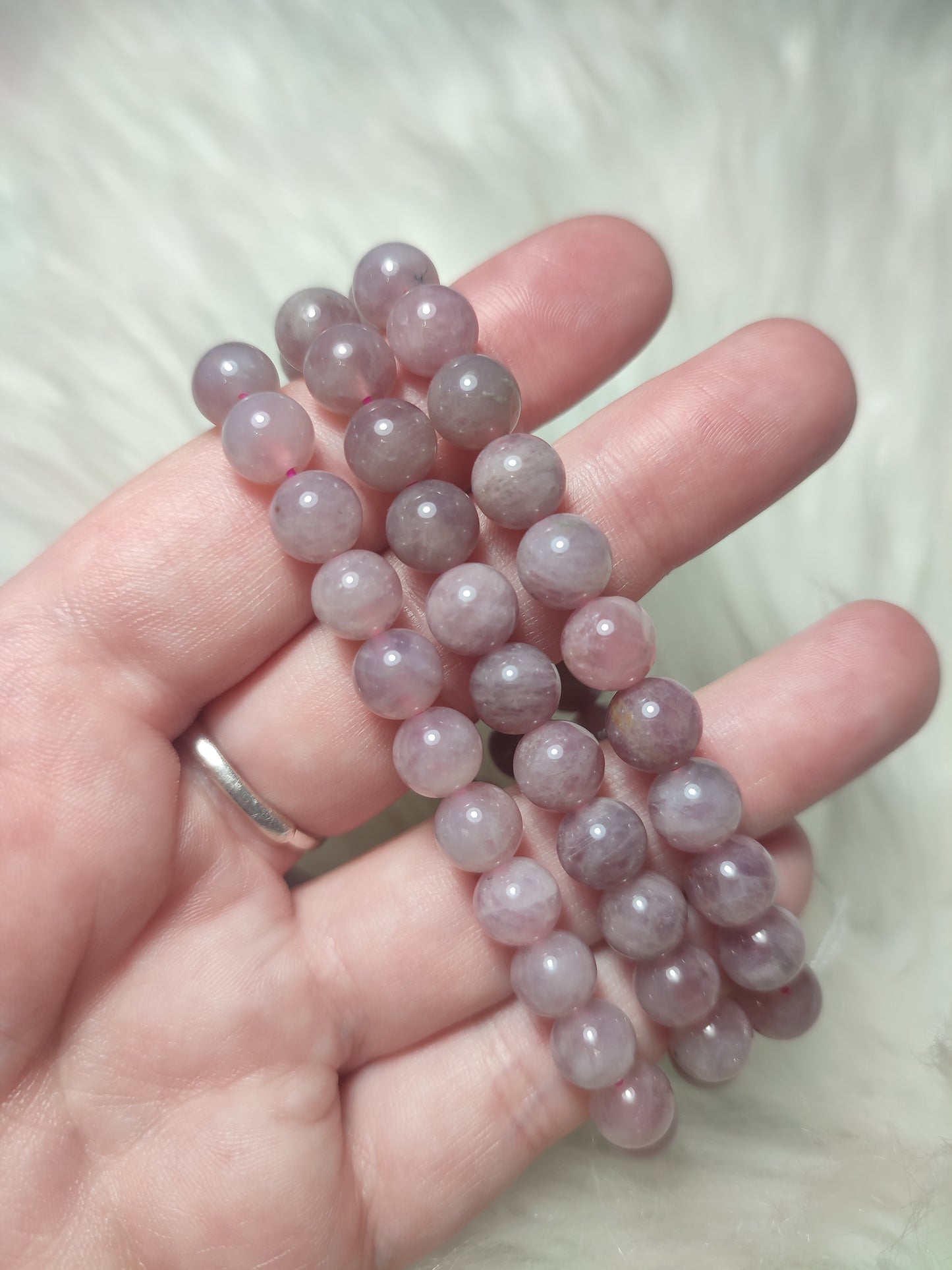 Pulsera elástica bolas 8 mm - Cuarzo Rosa lavanda
