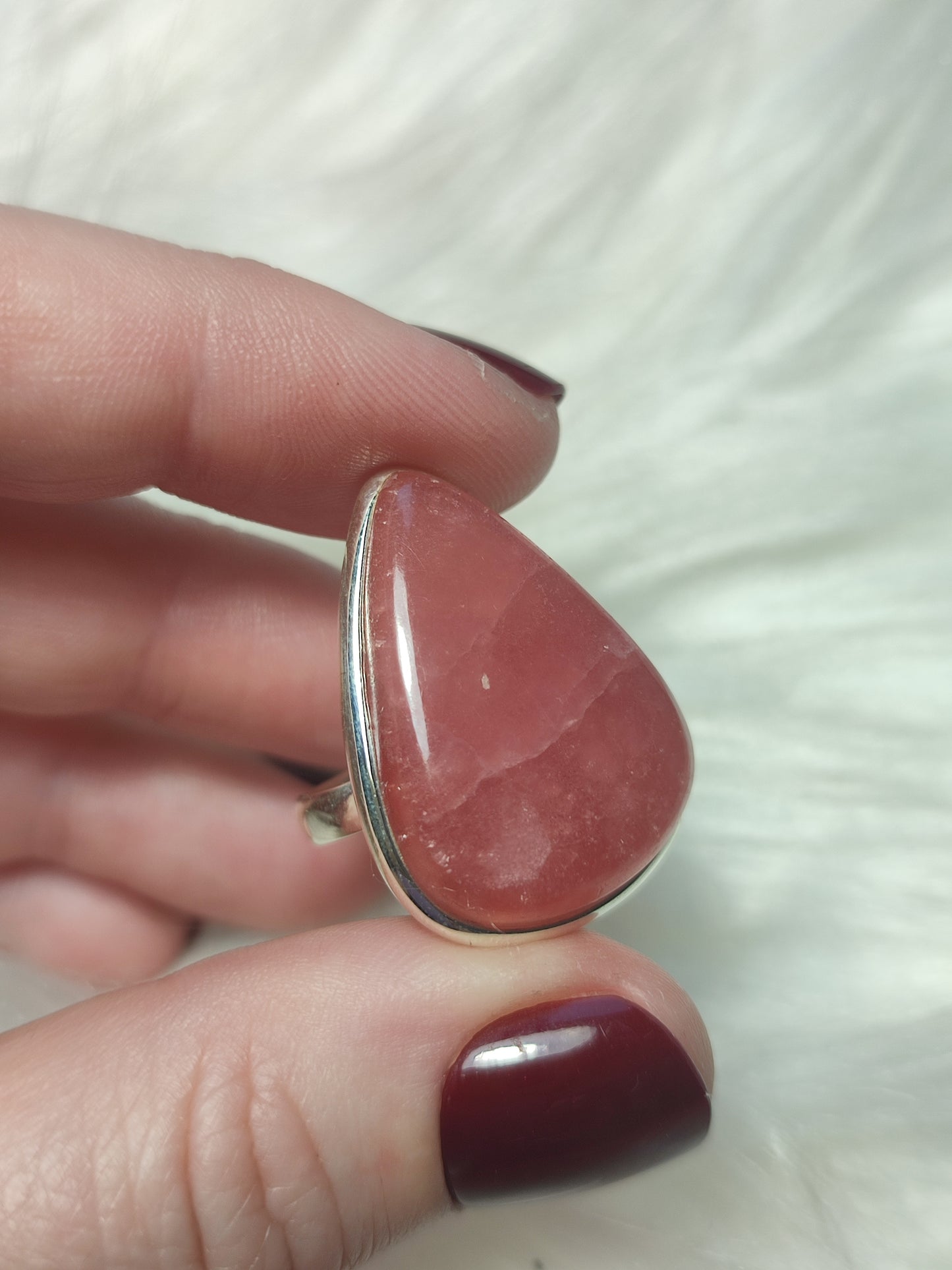 Anillo plata 925 con rodocrosita extra - ajustable n° 100