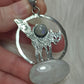 Colgante baño plata gato erizado con piedra luna