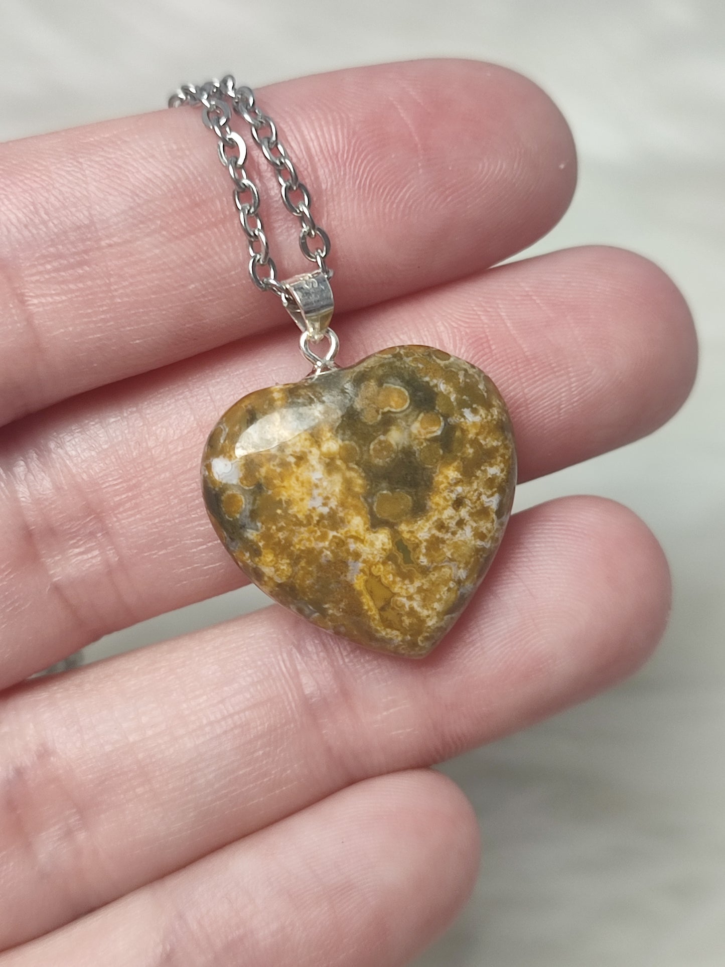 Colgante plata 925 con corazón jaspe océano - Video
