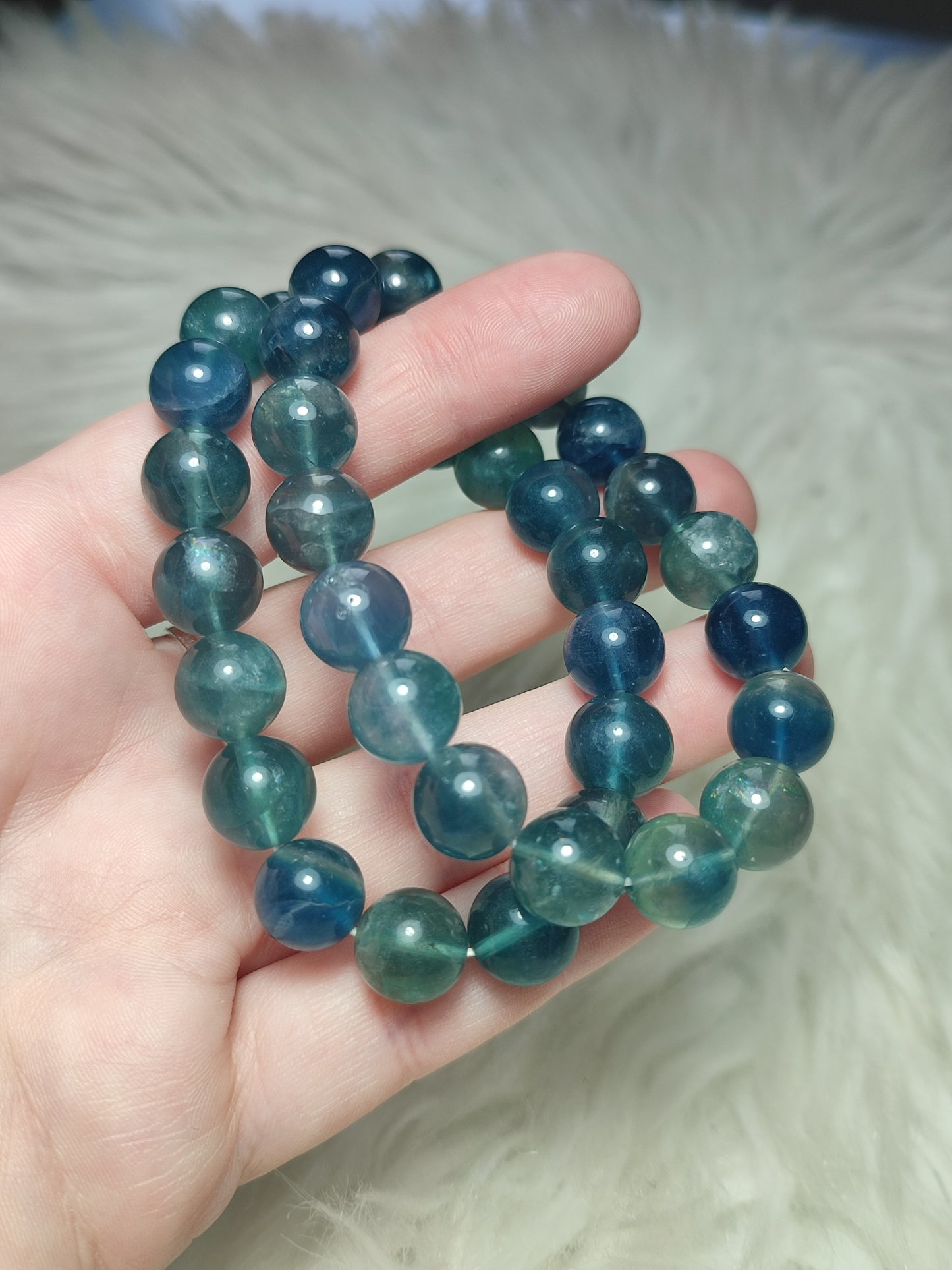 Pulsera elástica esferas de flúorita 10 mm
