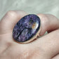 Anillo baño de plata con charoita - ref.40