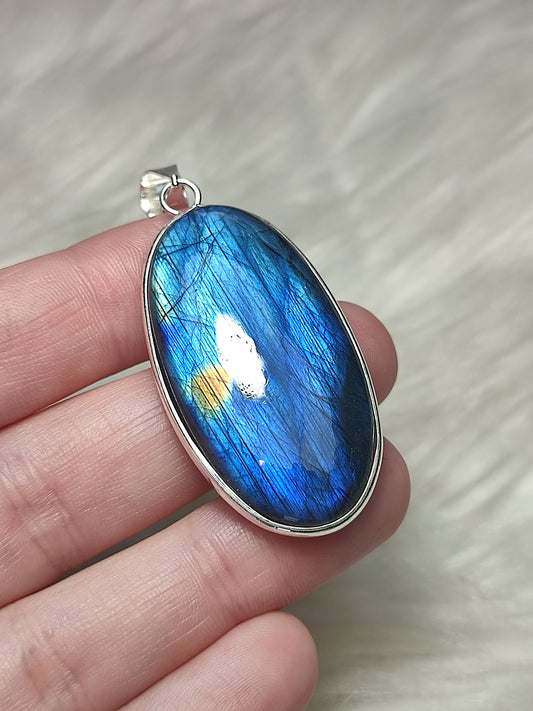 Colgante baño de plata con labradorita flash - N° 59