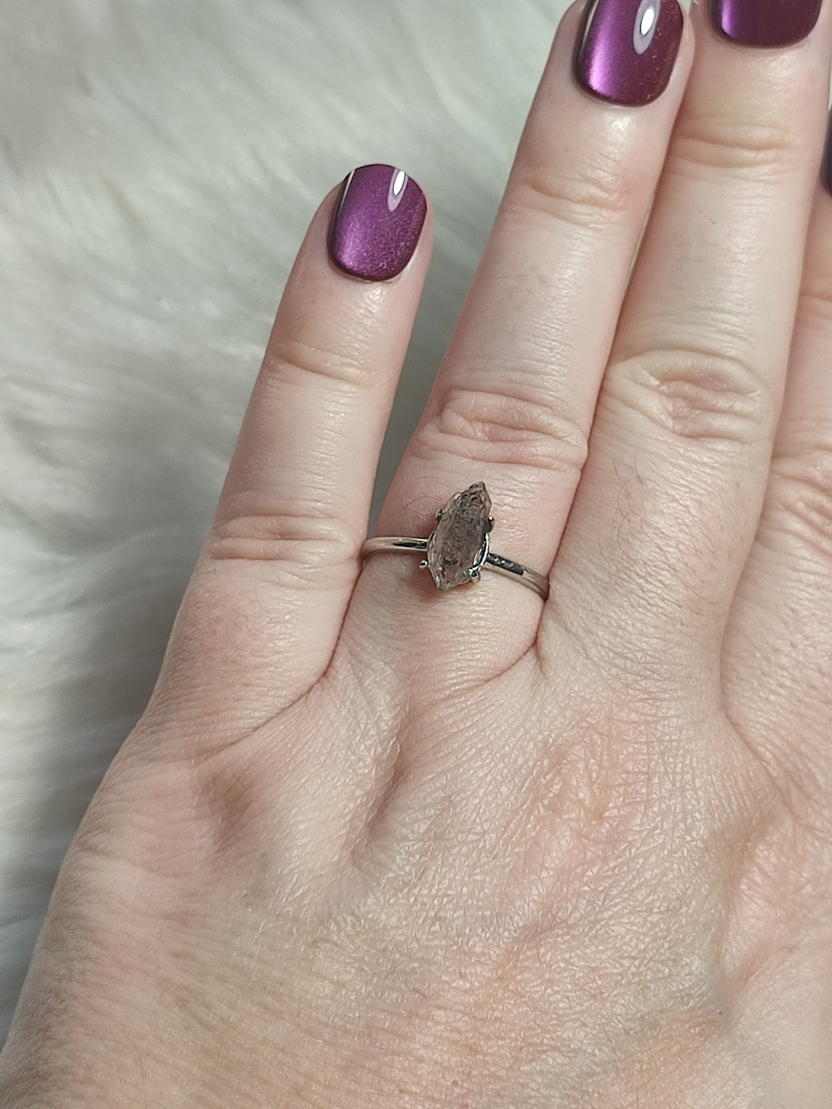 Anillo plata 925 con herkimer - ajustable número 1