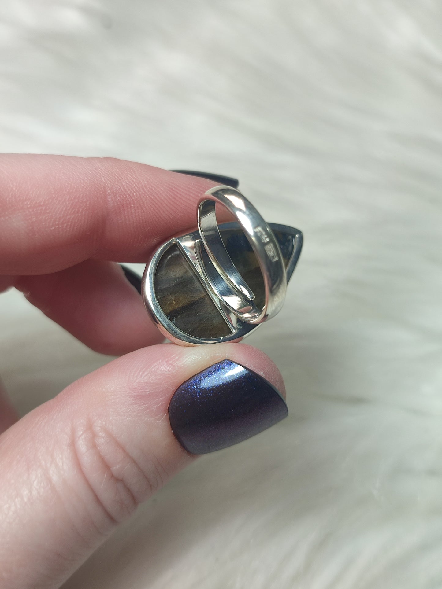 Anillo plata 925 con labradorita multicolor - ajustable n° 48