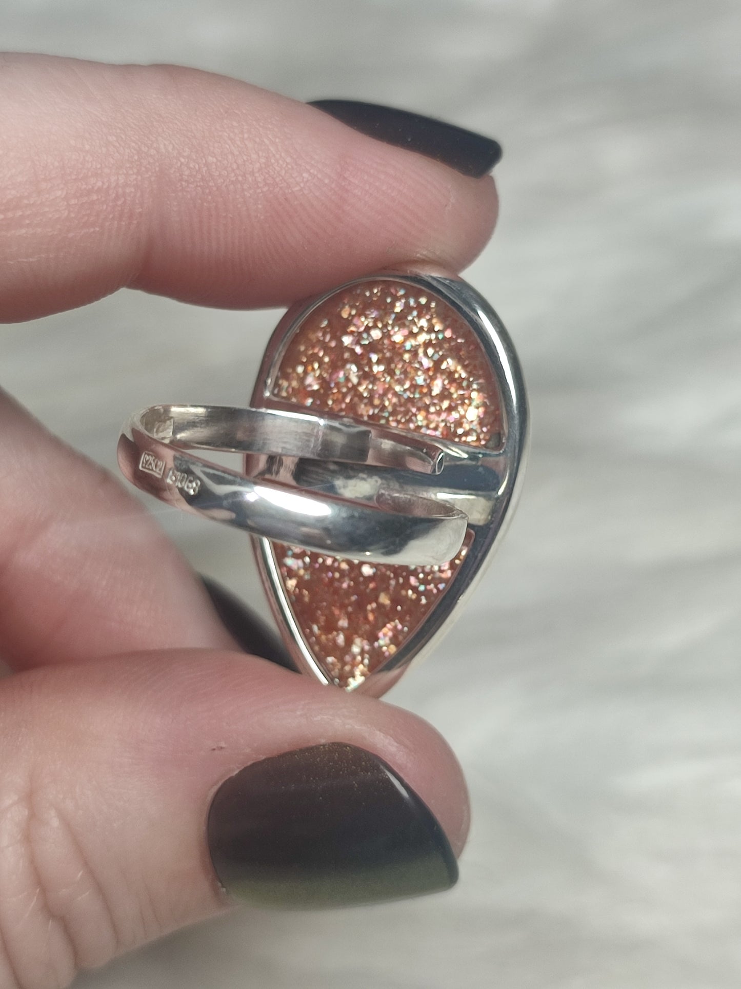Anillo plata 925 con piedra sol - ajustable n° 34