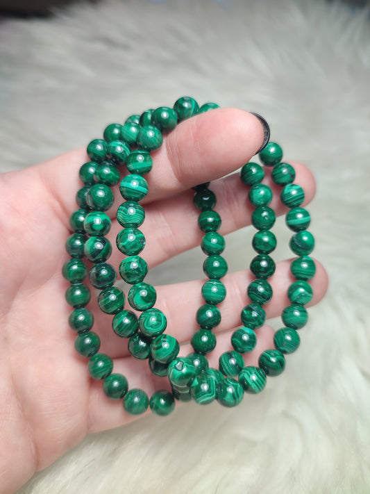 Pulsera malaquita alta calidad 7 mm