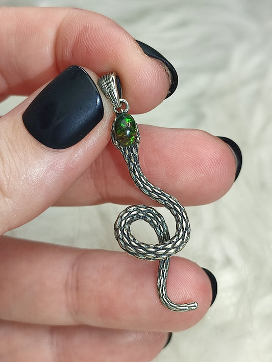 Colgante plata 925 con ópalo negro n° 121 - Modelo serpiente