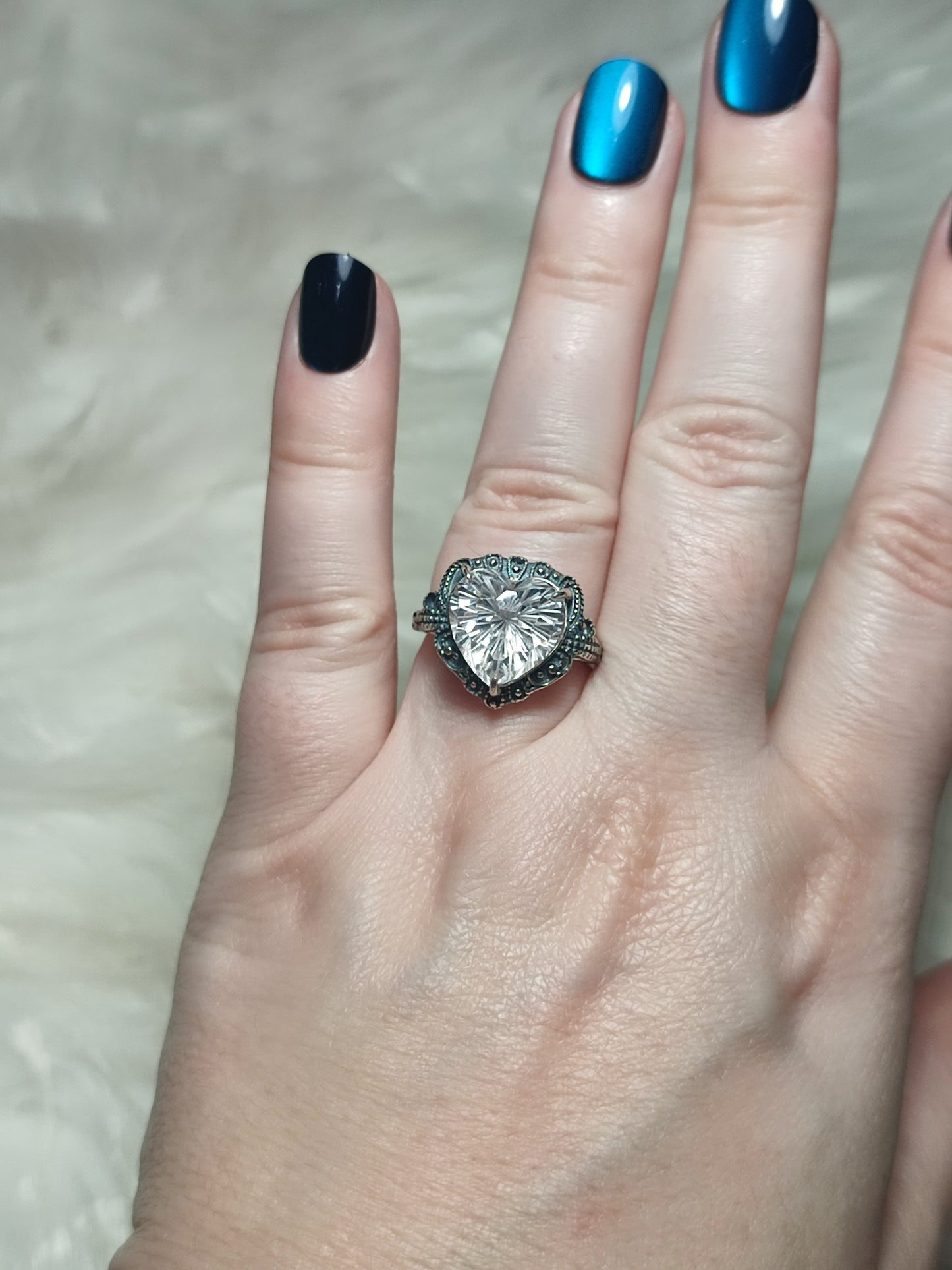 Anillo plata 925 con cuarzo facetado talla diamante