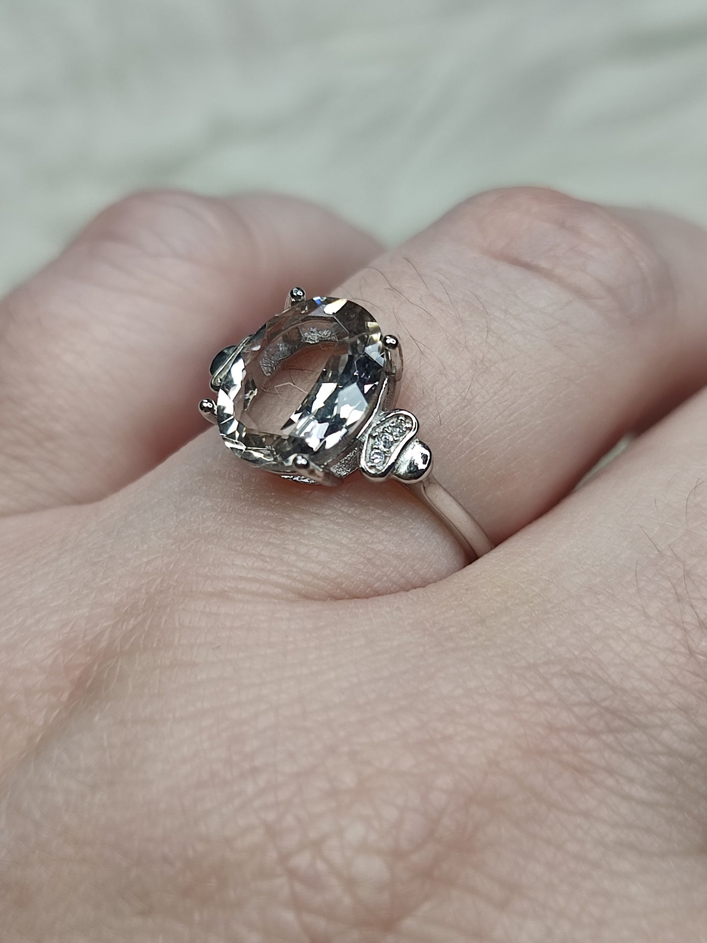 Anillo plata 925 con cuarzo ahumado facetado  - ajustable n° 95