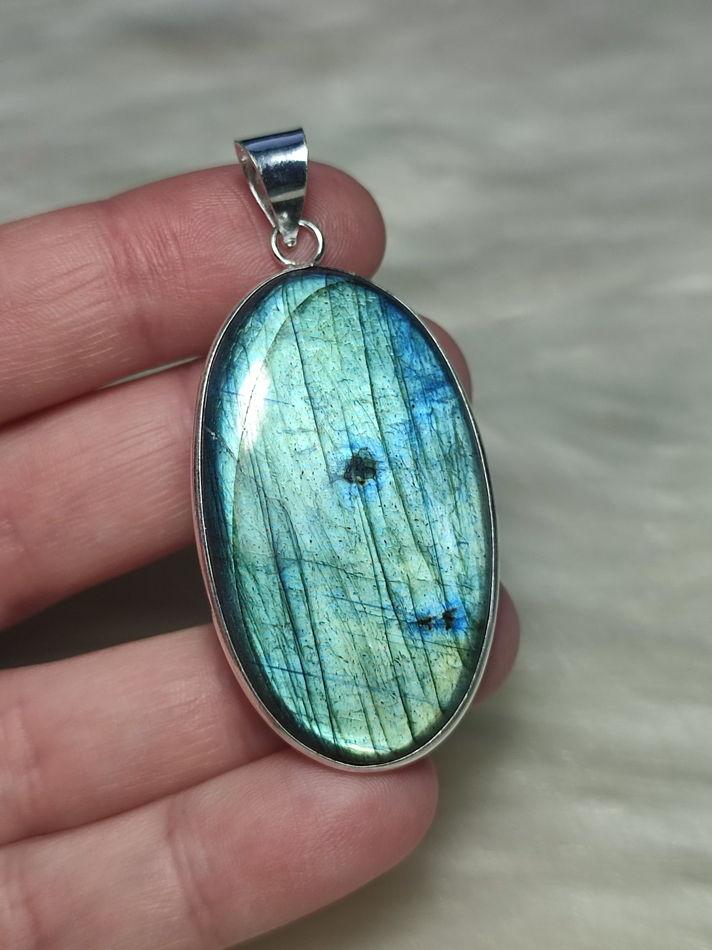 Colgante baño de plata con Labradorita flash n°27