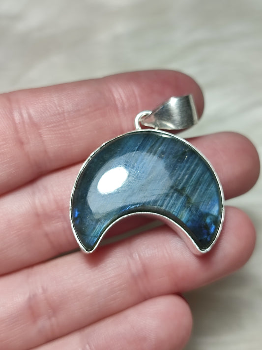 Colgante luna baño de plata con Labradorita n° 315