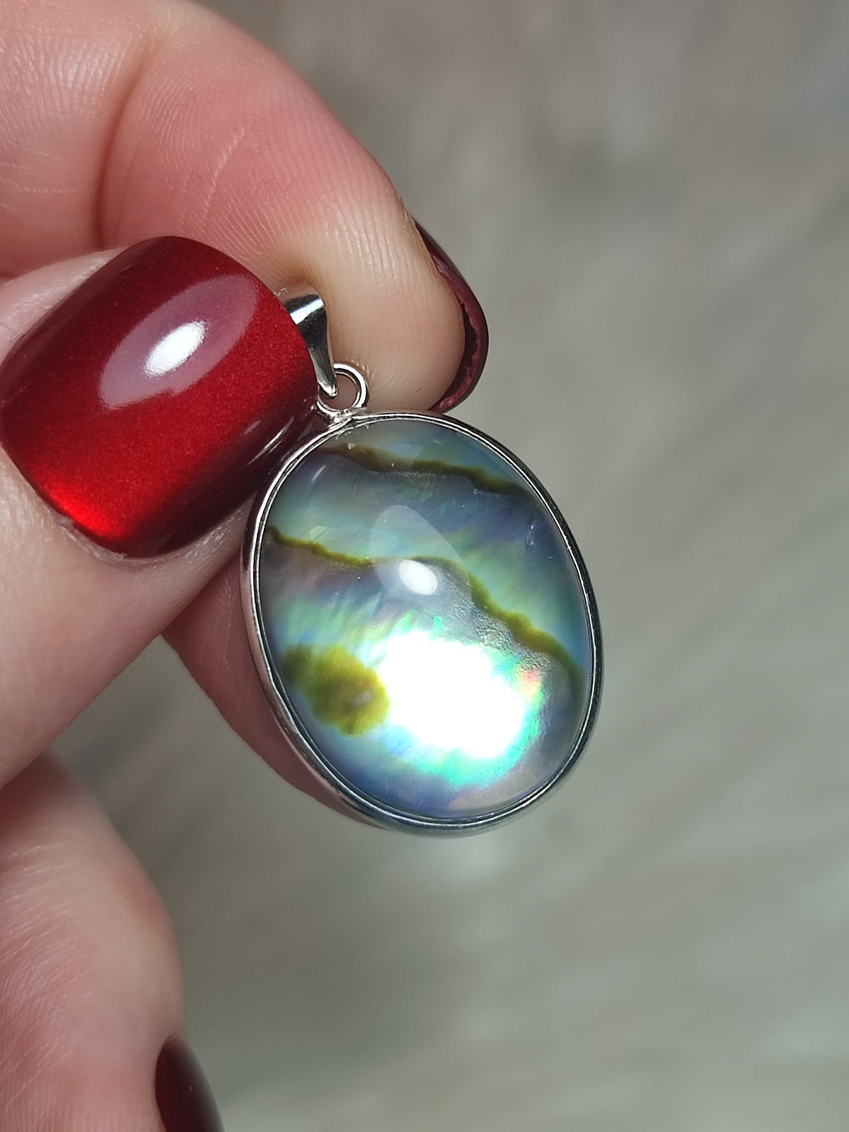 Colgante plata 925 doblete abulón y cuarzo