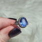 Anillo plata 925 con flúorita azul facetada - ajustable