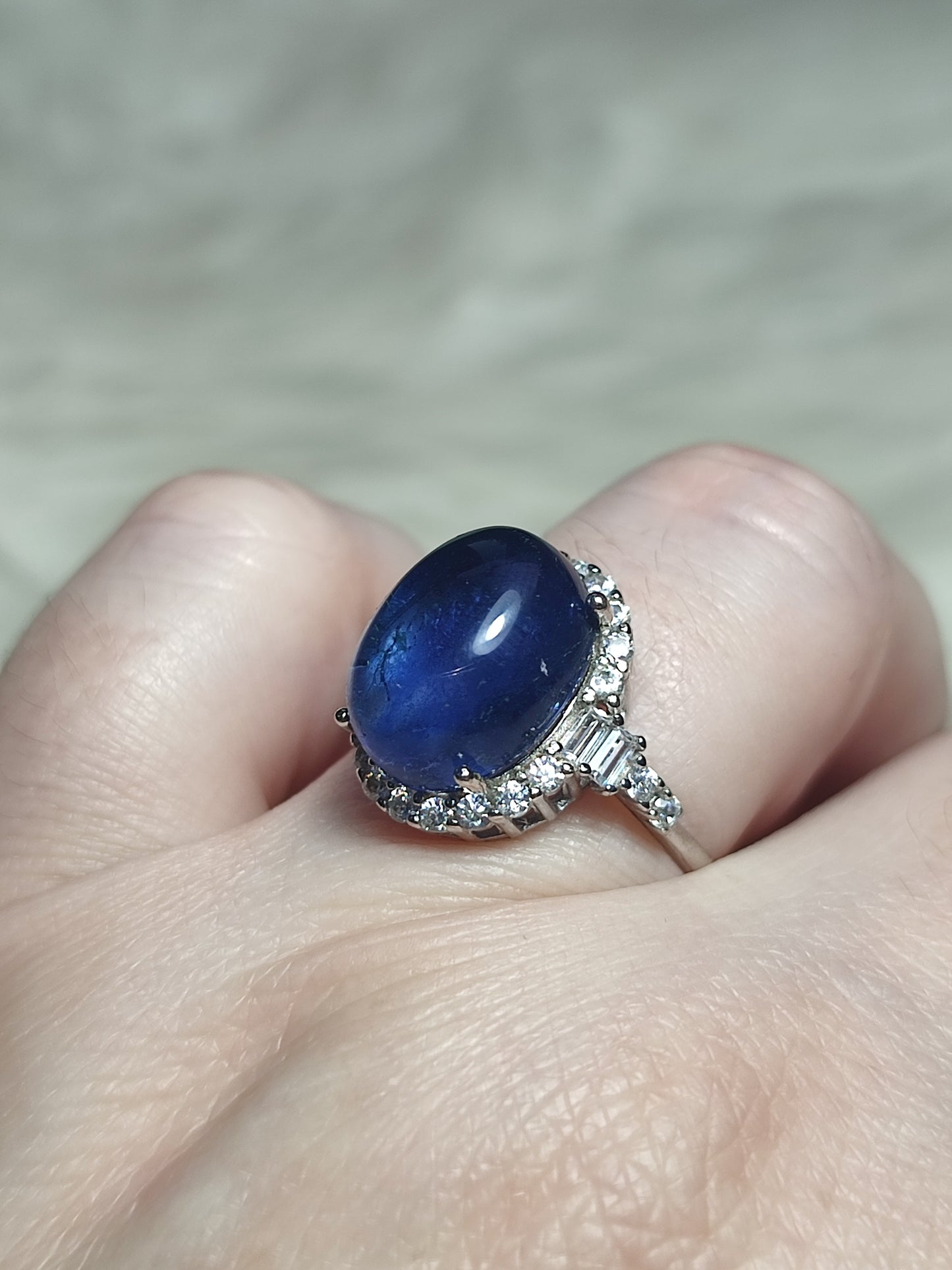 Anillo plata 925 con flúorita azul extra - ajustable