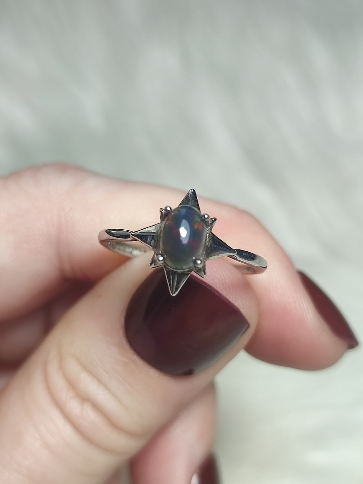 Anillo plata 925 con ópalo negro - ajustable n° 4