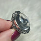 Anillo bisutería con cuarzo roca - Ajustable  18 a 19 mm