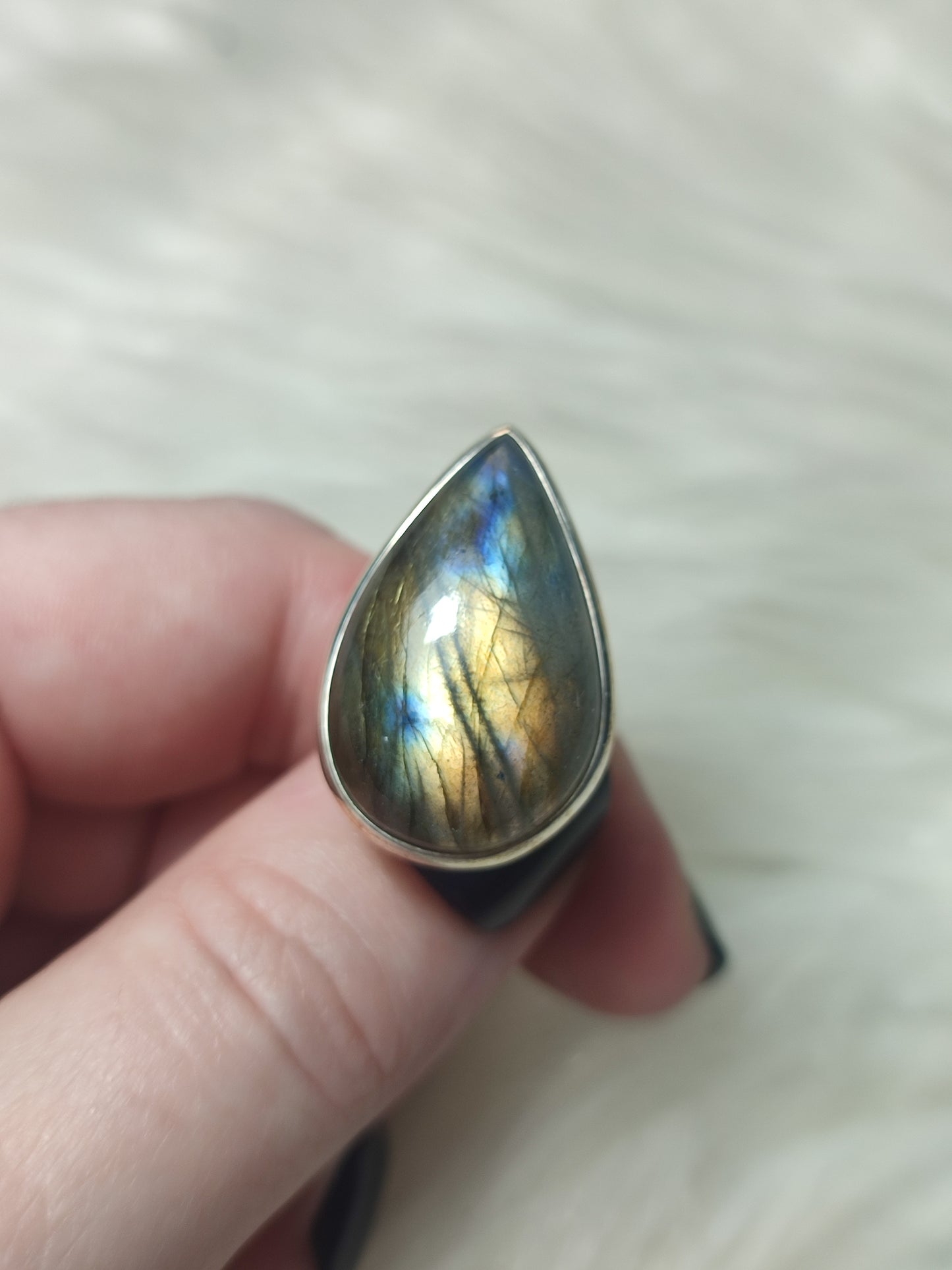 Anillo plata 925 con labradorita multicolor - ajustable n° 48