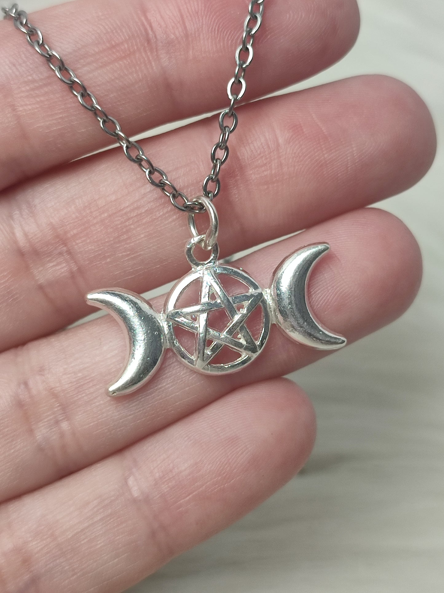 Colgante plata 925 - Triple luna con pentagrama