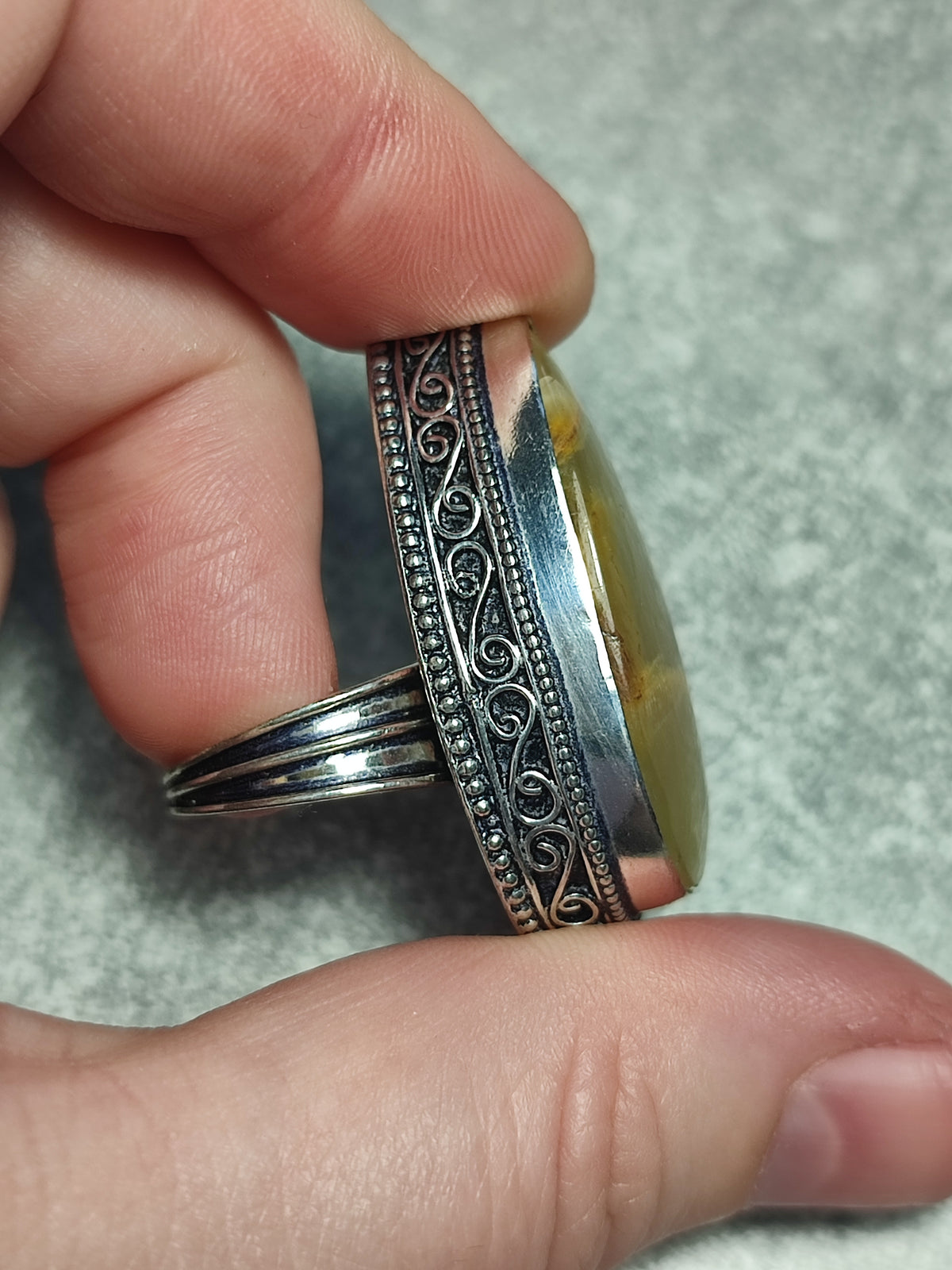 Anillo baño de plata con agata n°1