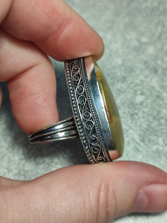 Anillo baño de plata con agata n°1