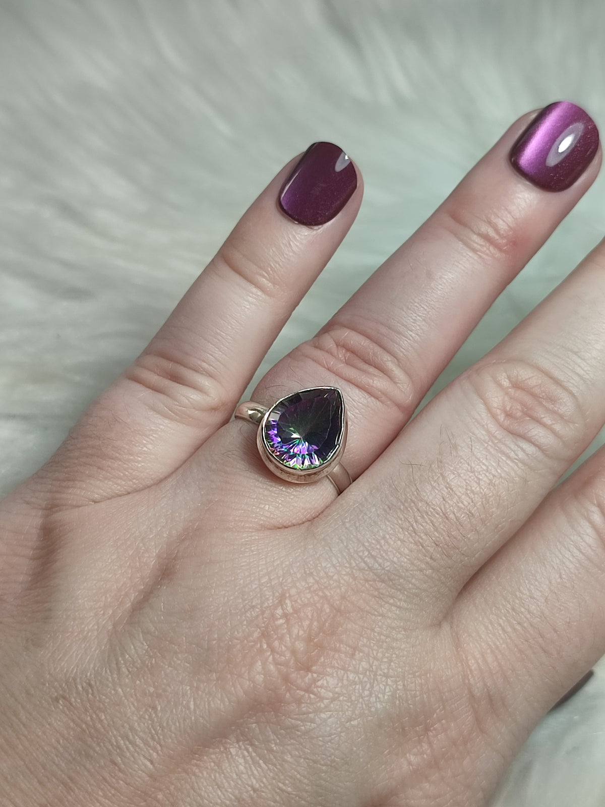 Anillo plata 925 con topacio místico - ajustable n° 23