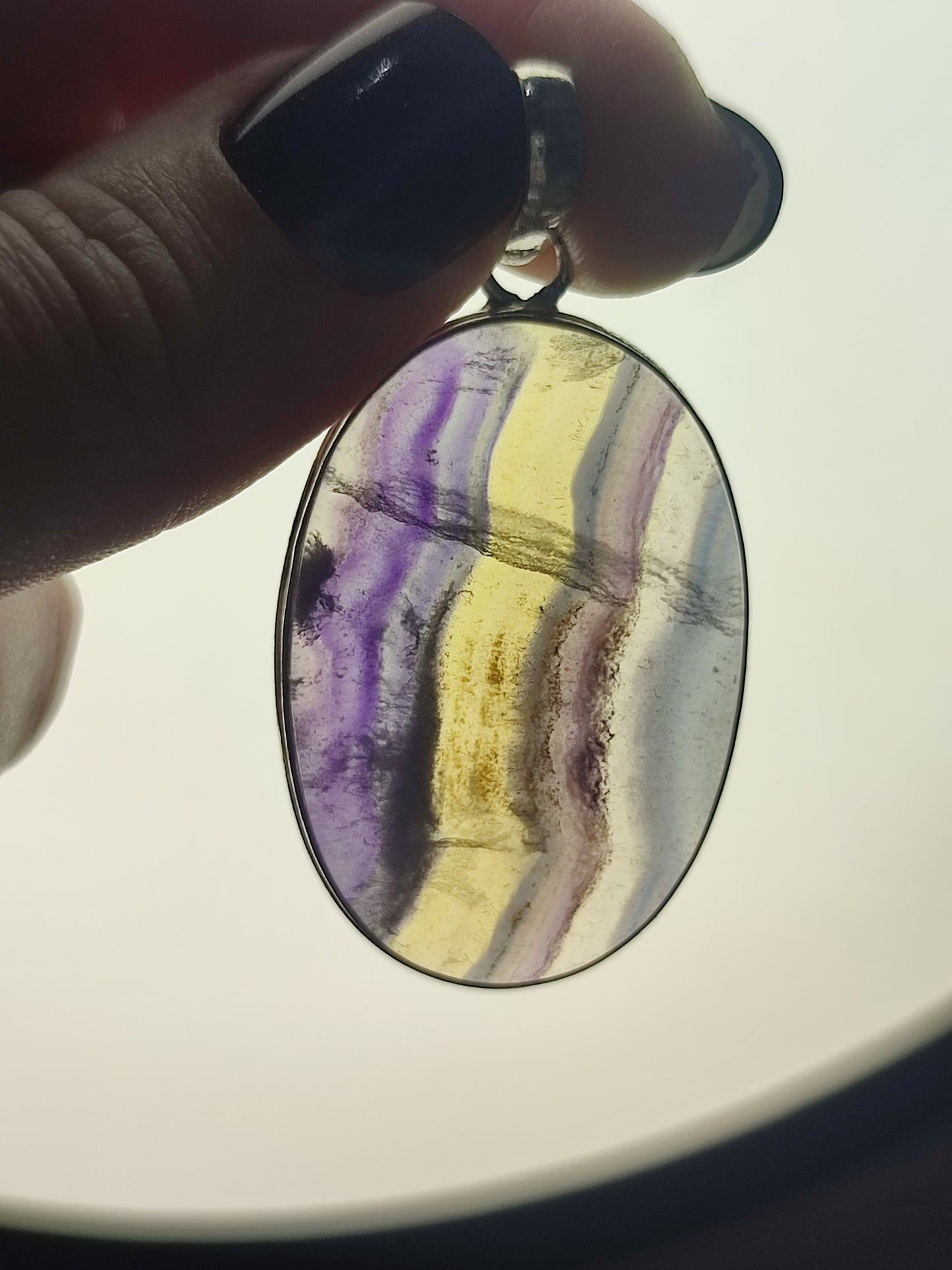 Conjunto baño de plata y flúorita multicolor