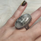 Anillo baño de plata con cuarzo y turmalina negra