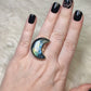 Anillo luna baño de plata con labradorita - Ajustable 202