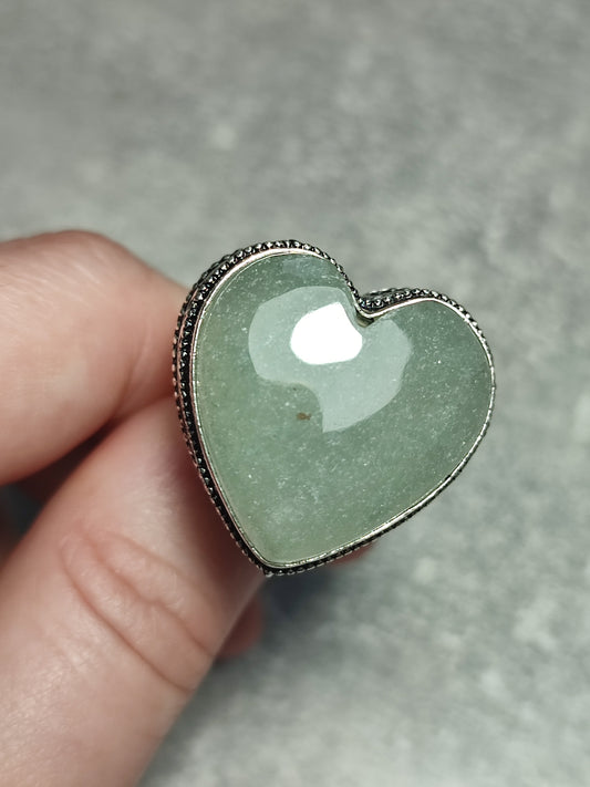 Anillo baño de plata con aventurina verde n°4