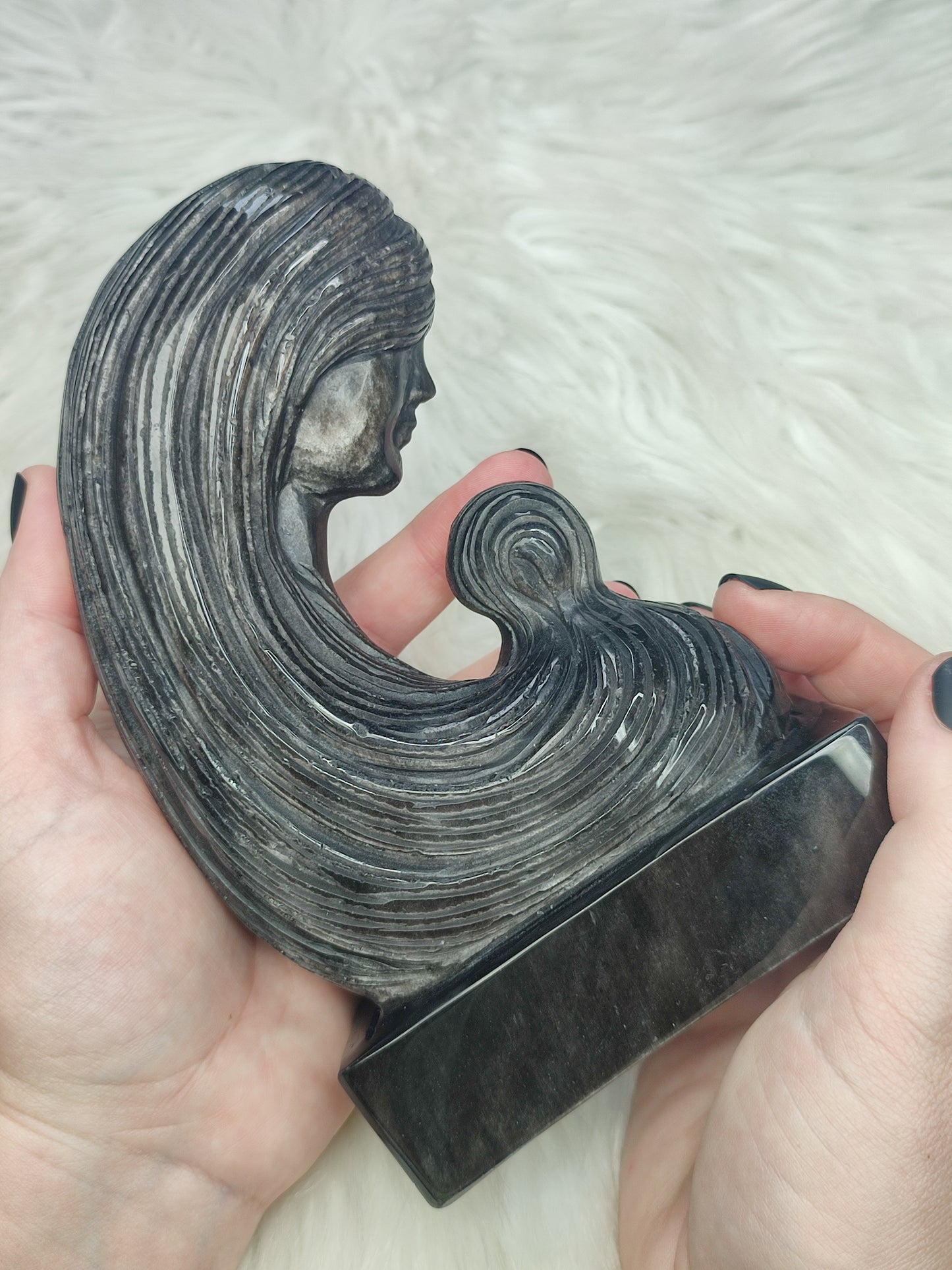 ArtDeco Obsdiana plateada Madre e hija 1256 gramos - VIDEO