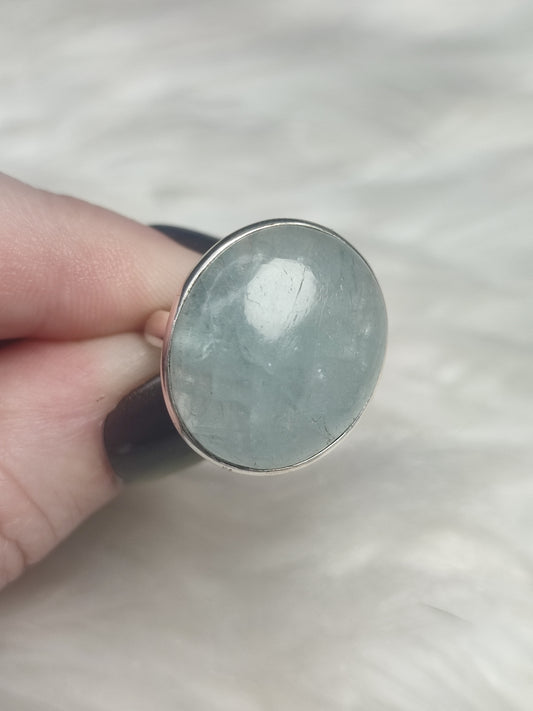 Anillo plata 925 con amatista trapiche - ajustable n° 37