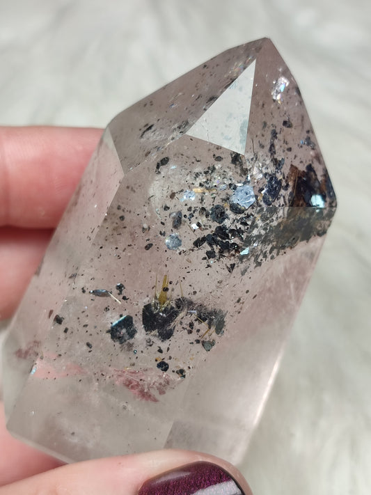 ✨ Punta cuarzo roca + hematite + rutilo n°26 - Video