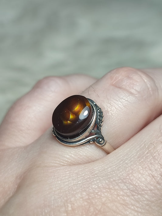 Anillo plata 925 con ágata de fuego - ajustable n° 1