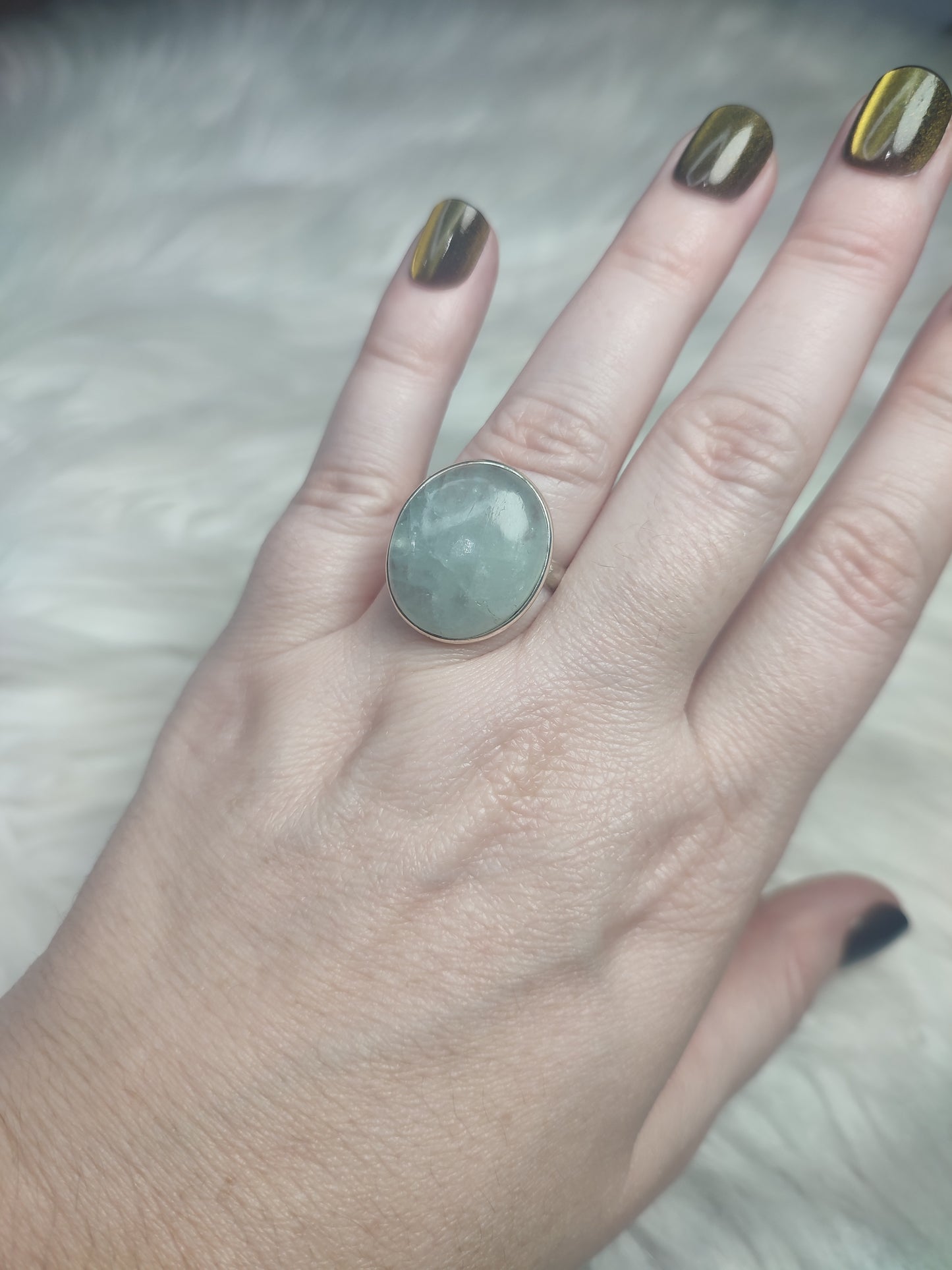 Anillo plata 925 con amatista trapiche - ajustable n° 37