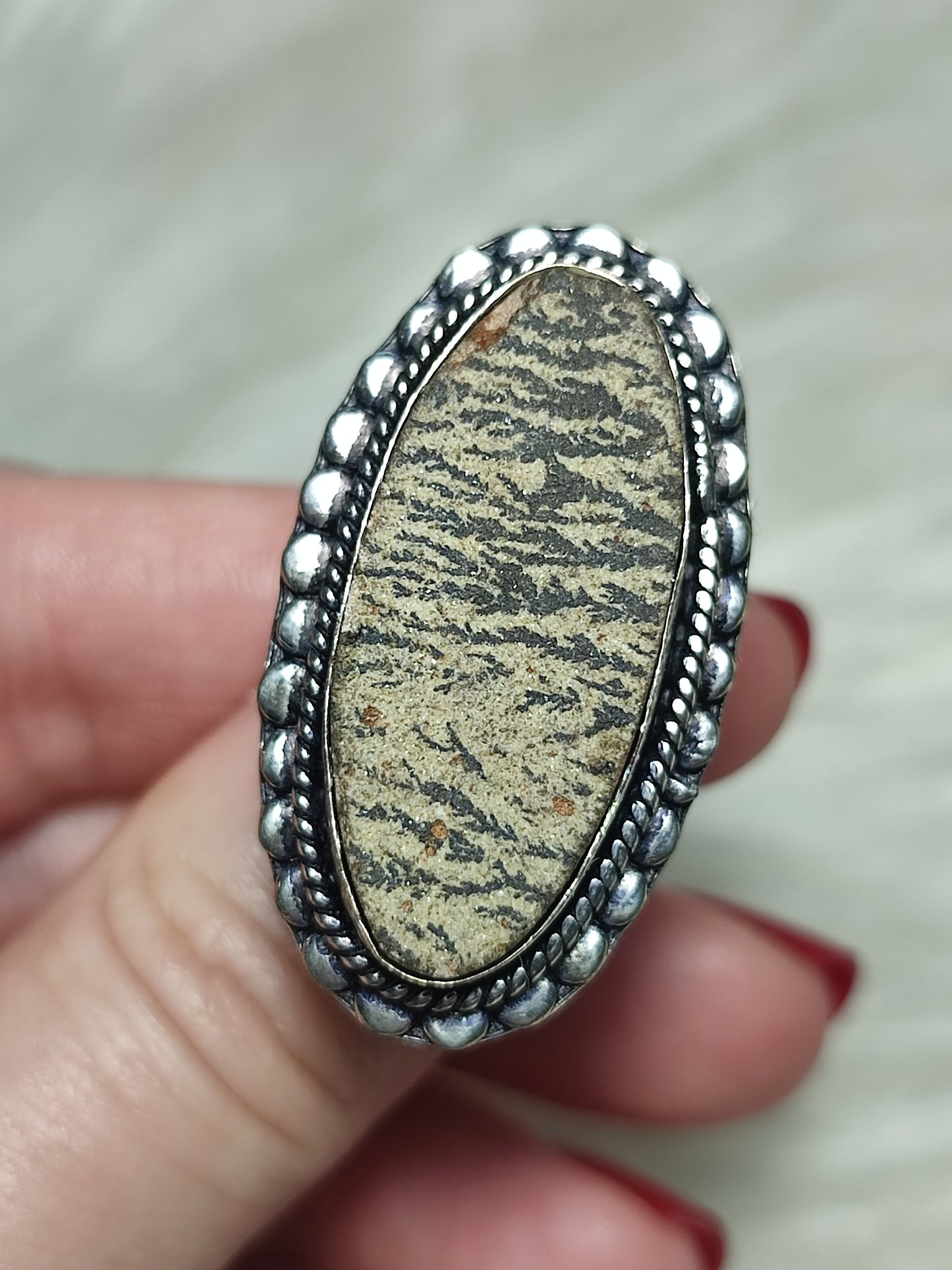 Anillo baño de plata con ágata alemana - ref.50