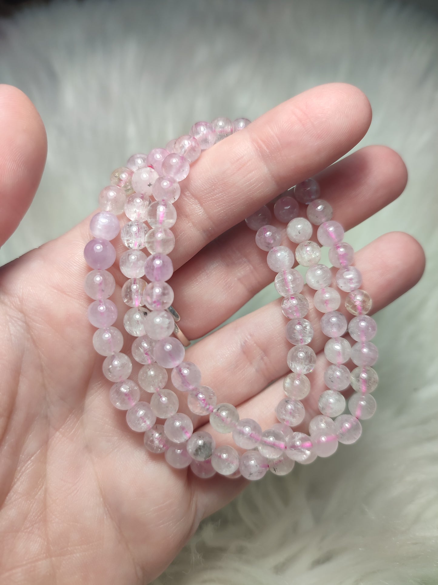 Pulsera elástica esferas de kuncita extra 6 mm