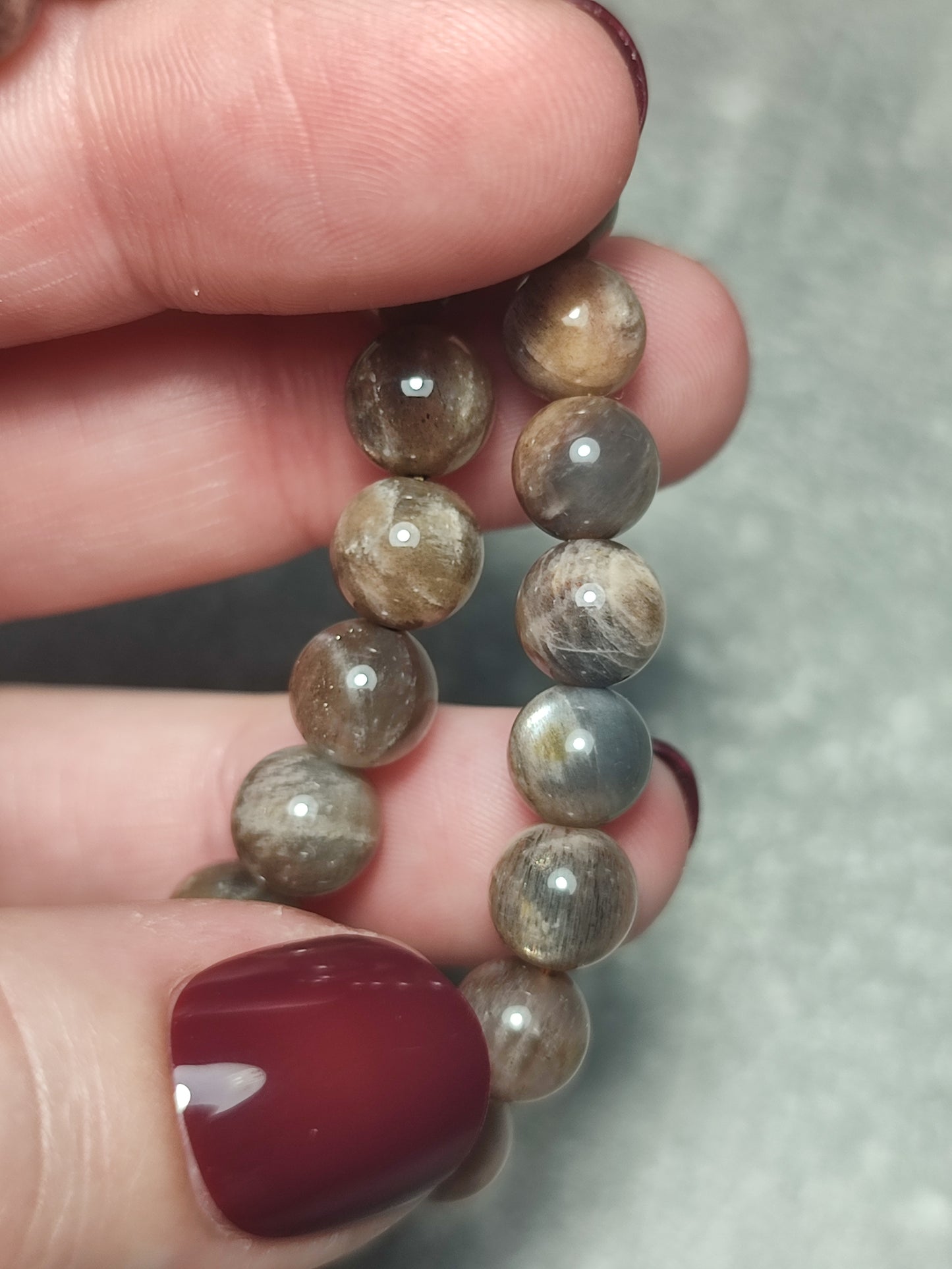 Pulsera elástica bolas 7/8 mm - piedra luna negra lattice