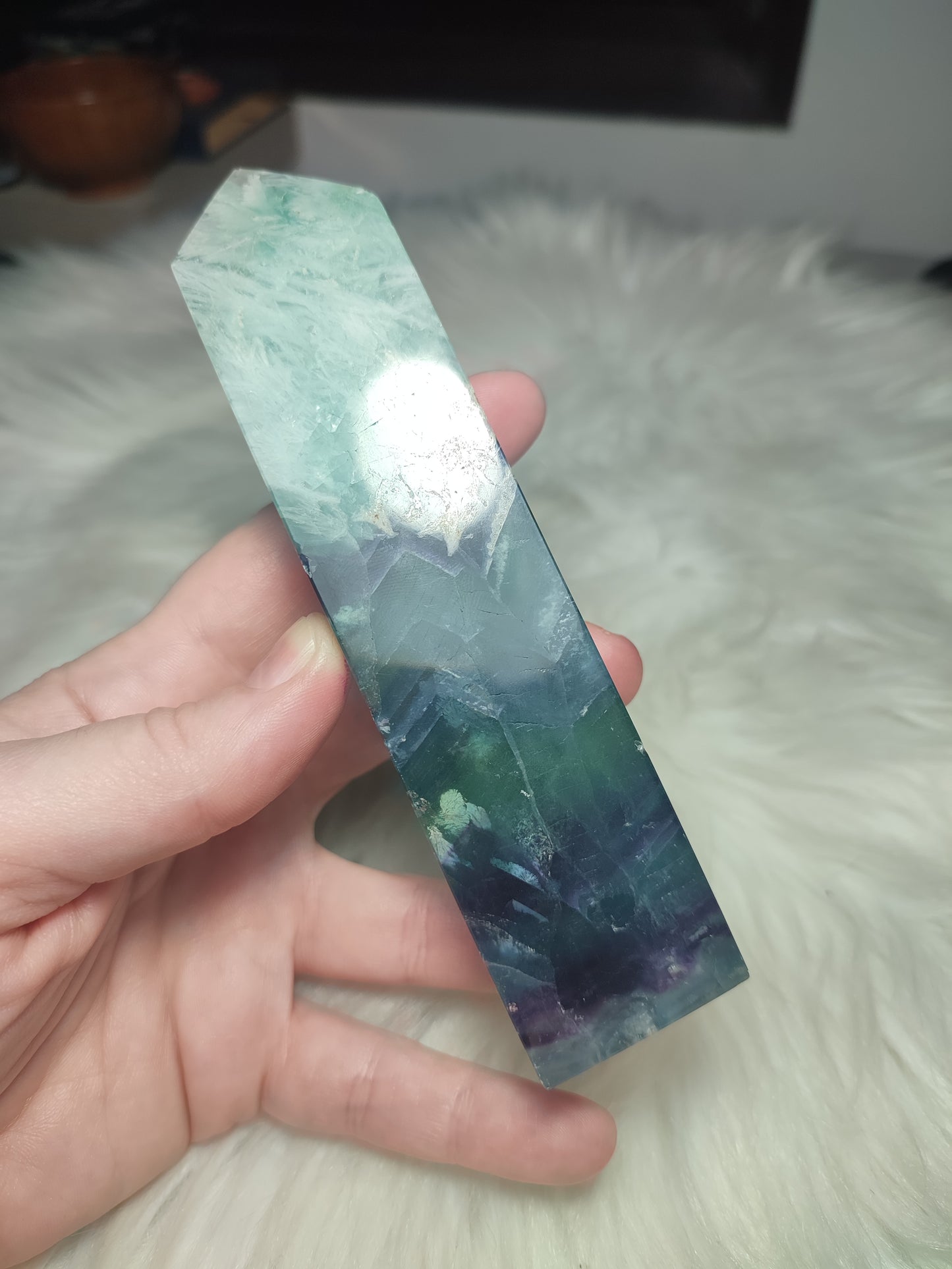 Gran Punta fluorita snowflake  309 gramos