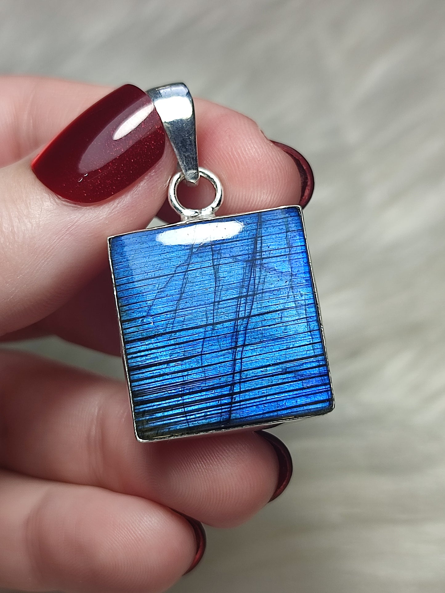 Colgante baño de plata con labradorita flash - N° 63