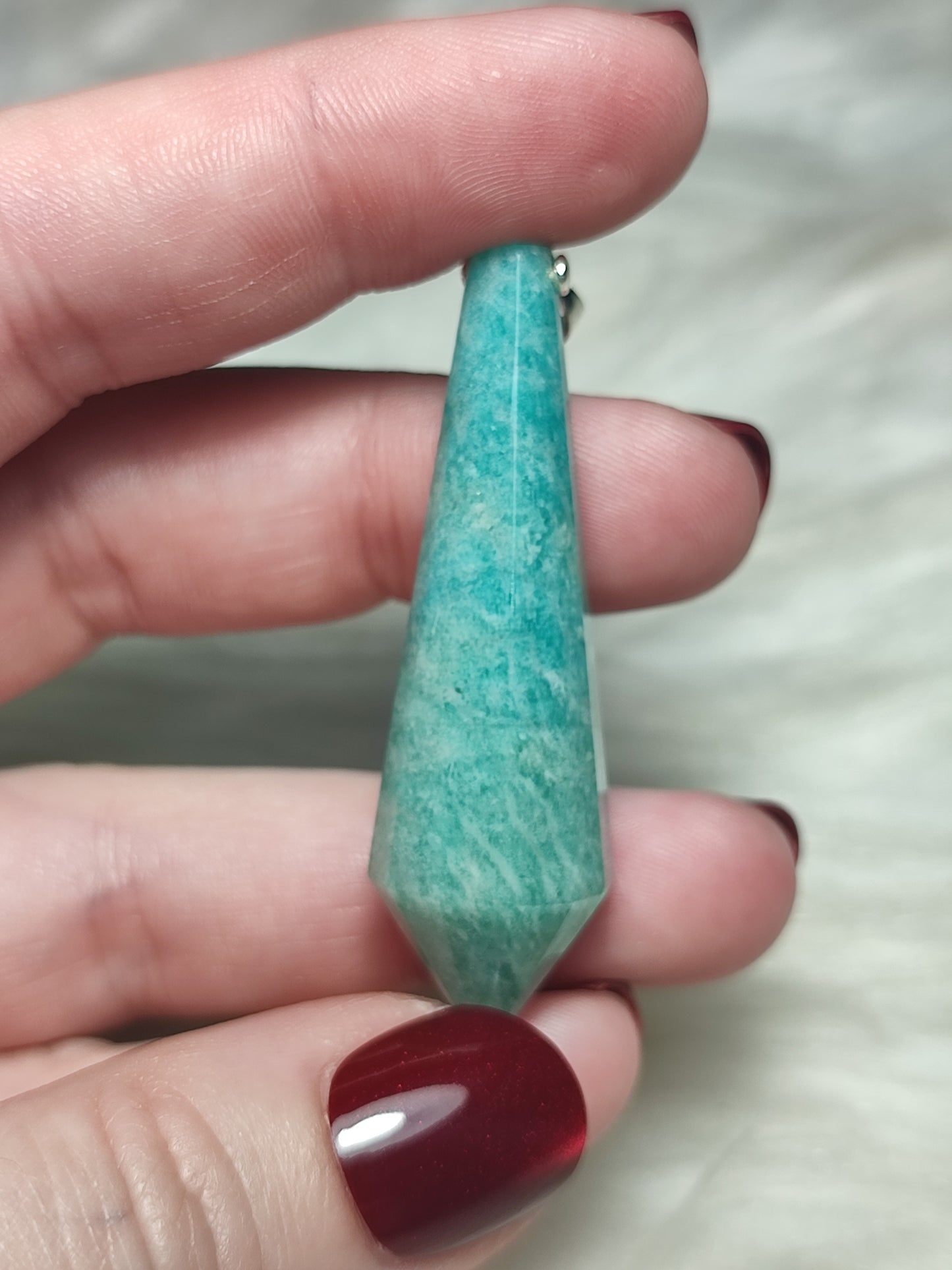 Colgante péndulo talla vogel 12 caras - Amazonita