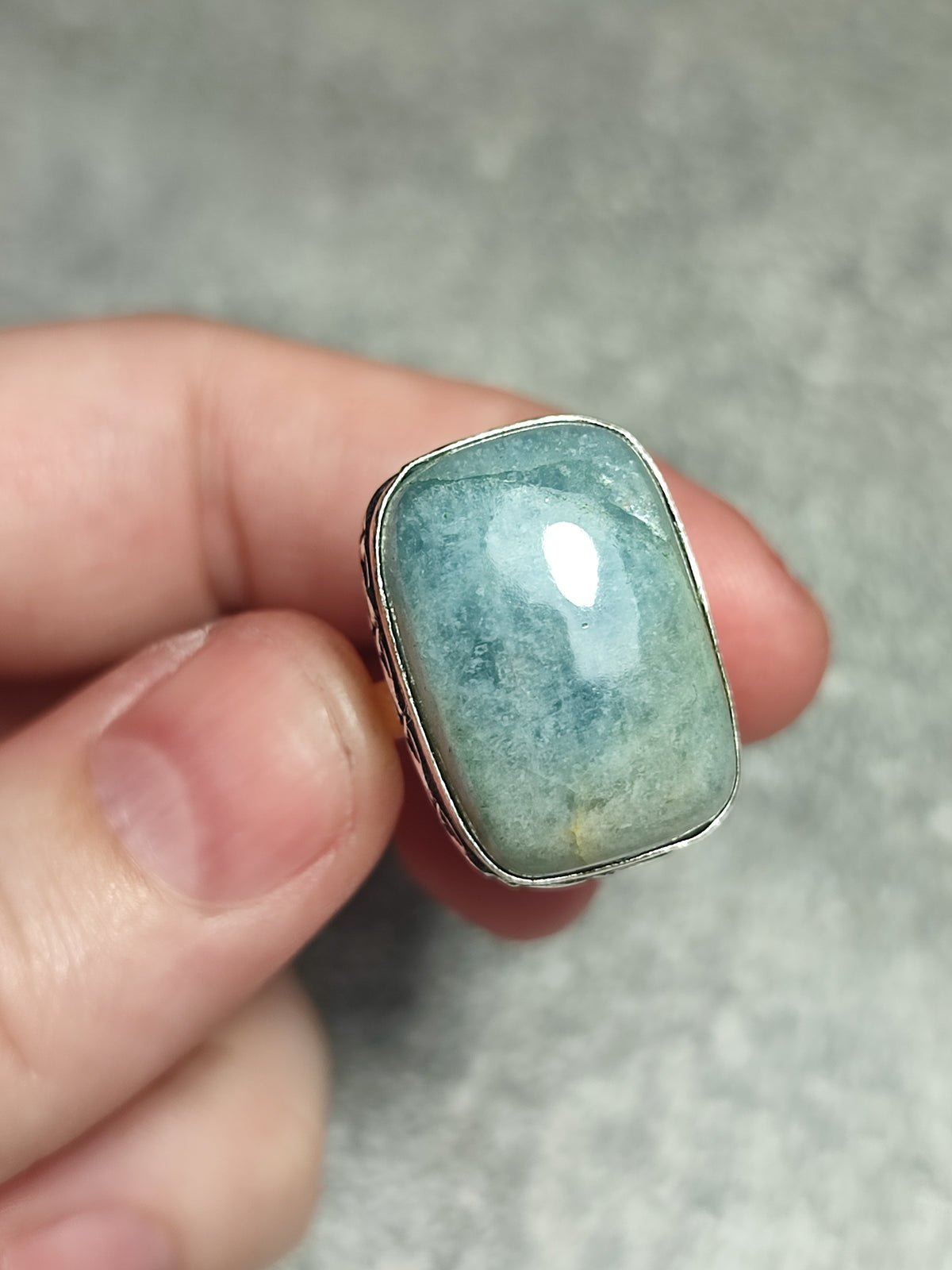 Anillo baño de plata con Aguamarina n°1