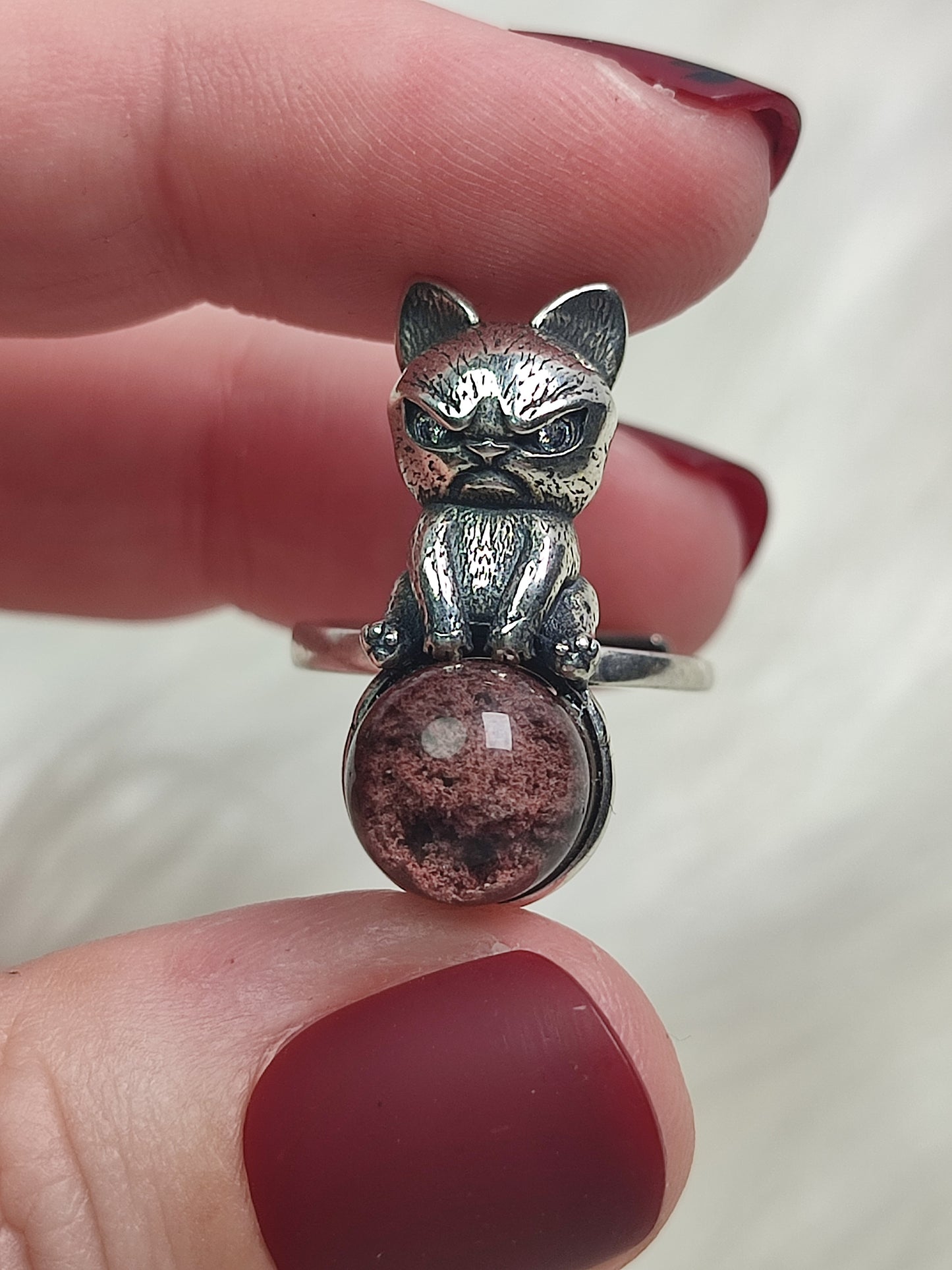 Anillo plata de ley 925 con cuarzo jardin chamanico n° 1