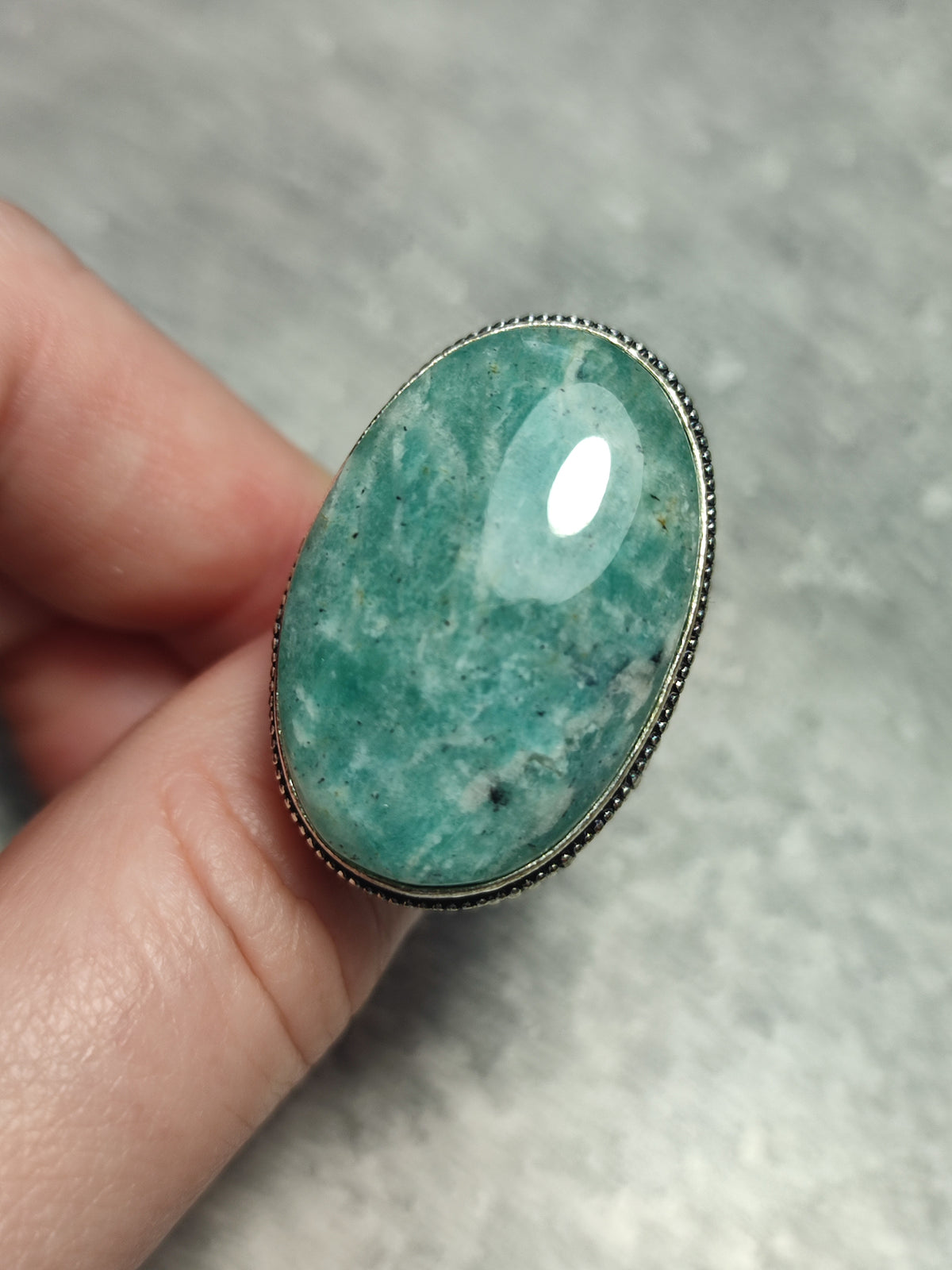 Anillo baño de plata con Amazonita n°4