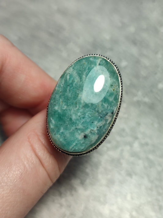 Anillo baño de plata con Amazonita n°4