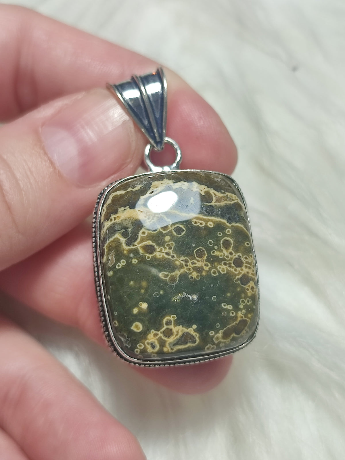 Colgante baño plata con jaspe océano n° 33