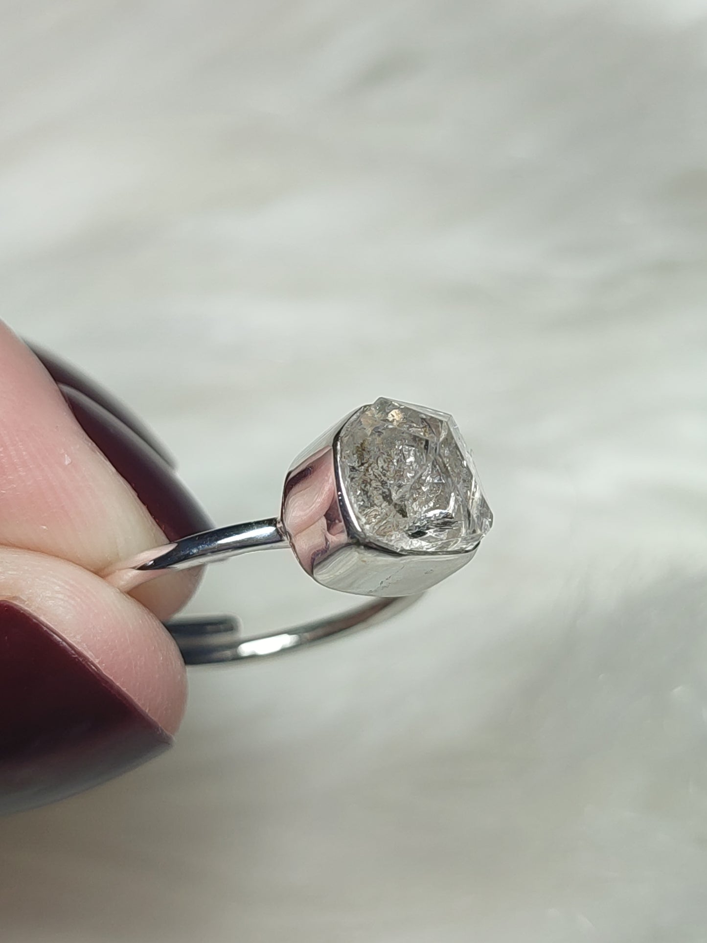 Anillo plata 925 con Diamante Herkimer Ajustable - VIDEO