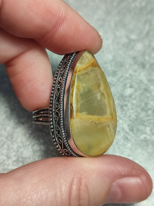 Anillo baño de plata con agata n°1