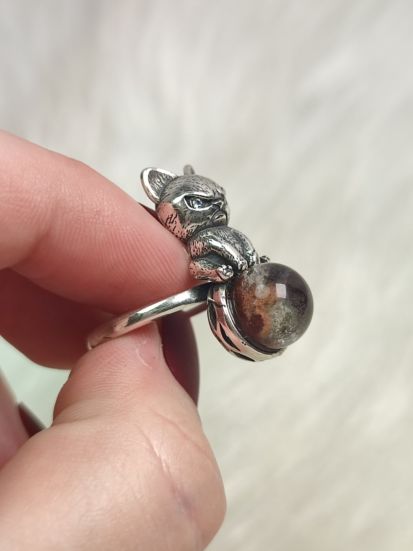 Anillo plata de ley 925 con cuarzo jardin chamanico n° 14